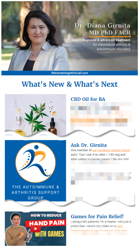 Dr. Girnita's rheumatoid arthritis and autoimmune treatment newsletter