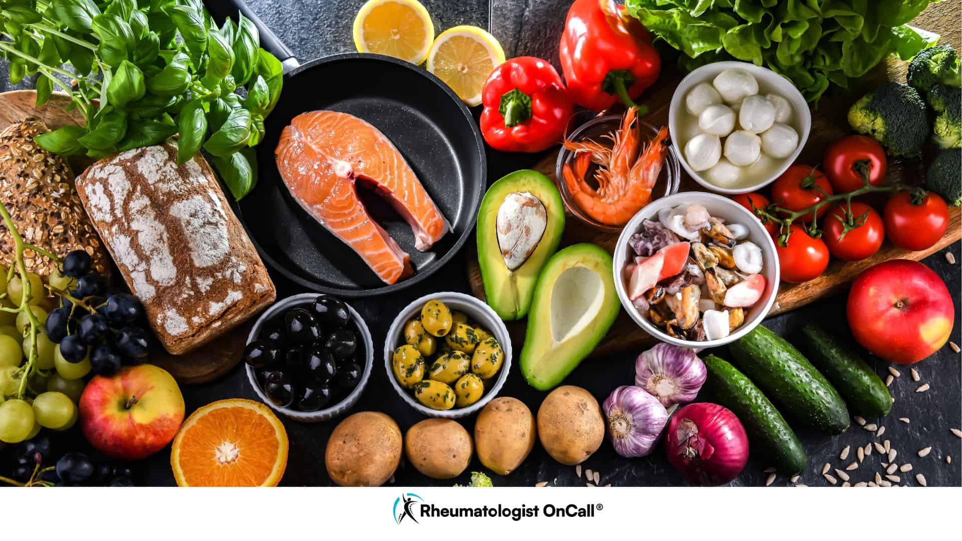Foods for osteoarthritis in a healthy Mediterranean diet meal