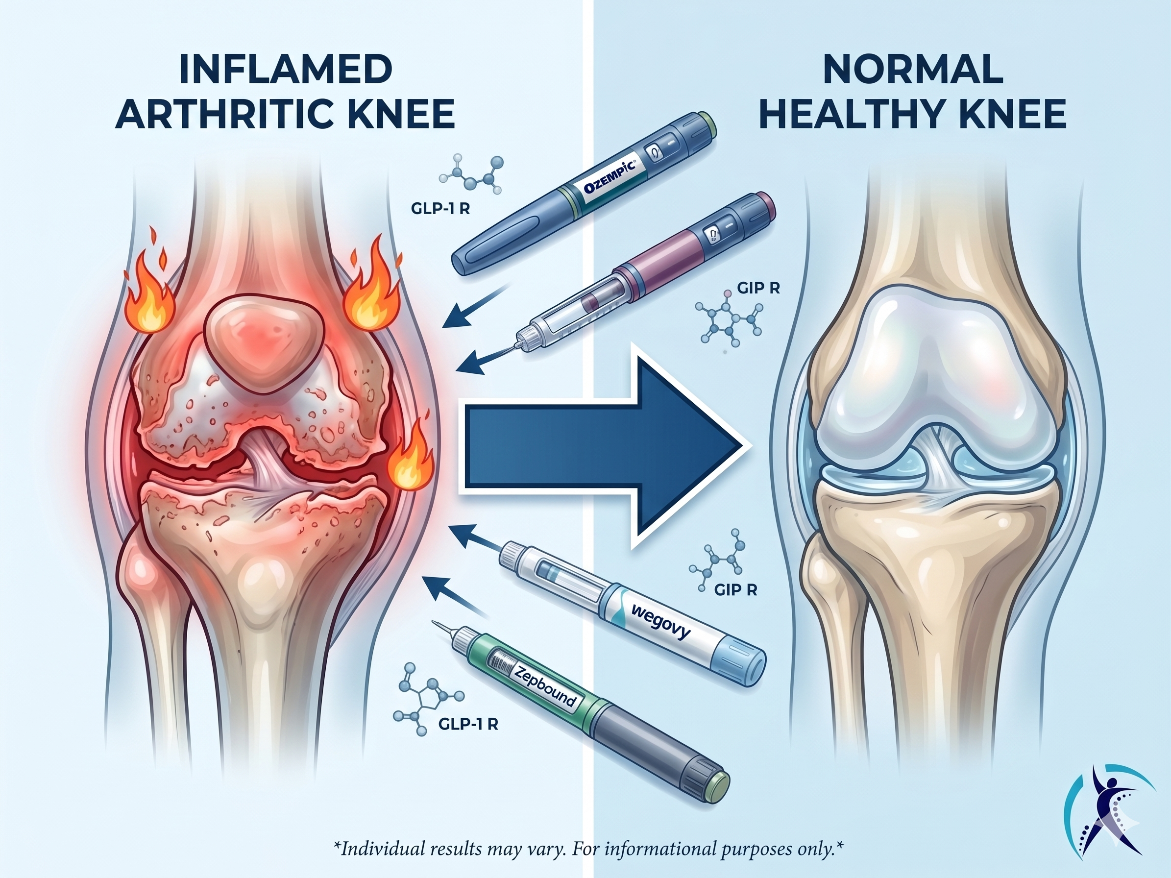GLP-1 medications Ozempic, Mounjaro, Zepbound and Knee Osteoarthritis and Knee Pain